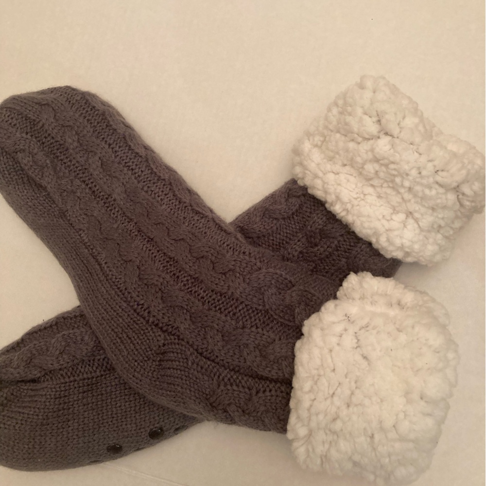 Cozy Cable Knit Slippers Socks with Faux Fur Lining